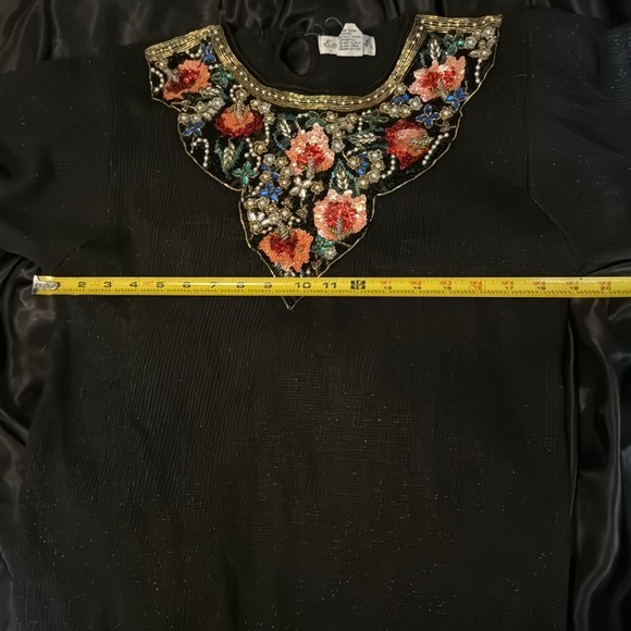 Eminent Vintage 80’s Embellished Sweater Black Sparkly Floral Sequins‎ & Beads - Picture 8 of 11